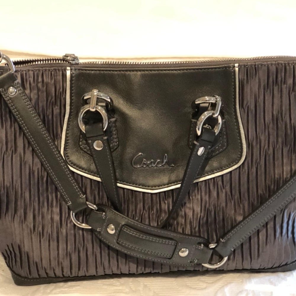 Coach Pewter pleated satin bag